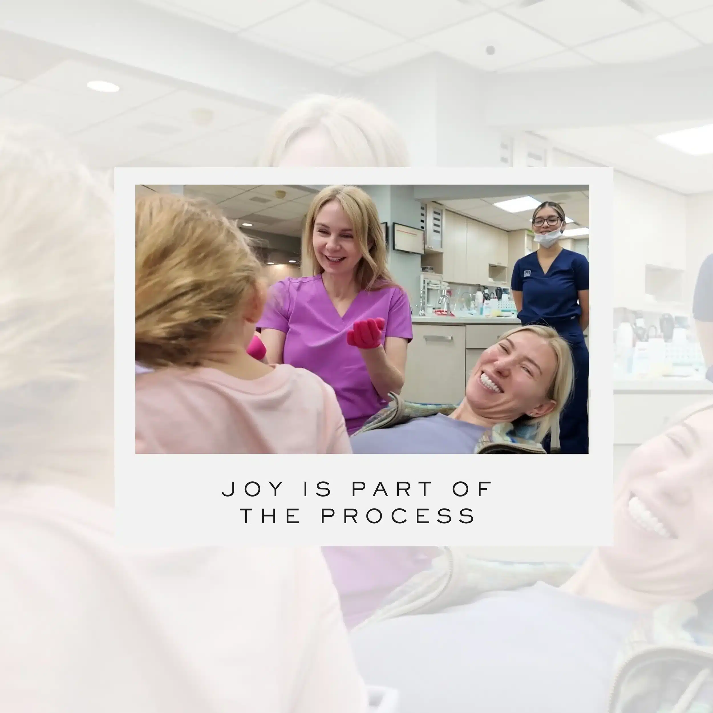 Dr. Salzer smiling with a young patient and parent during an orthodontic appointment, highlighting a joyful and supportive experience in the clinic.